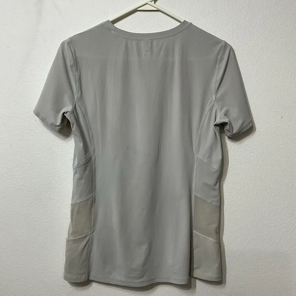 Lululemon Women's Cross Court Play Short Sleeve Gray Mesh Shirt 10